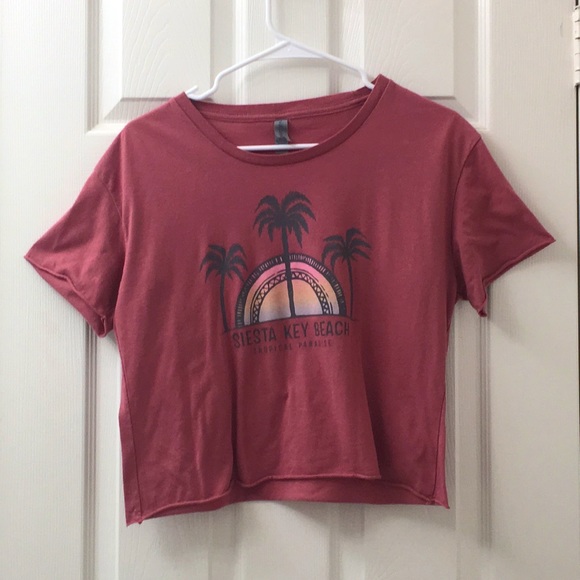 SIESTA KEY BEACH PINK CROP TOP - Picture 1 of 4